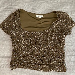 Aeropostale Floral Ruched Mesh Crop Top